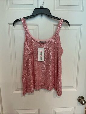 Sequin Scoop Neck Camisole in Pink